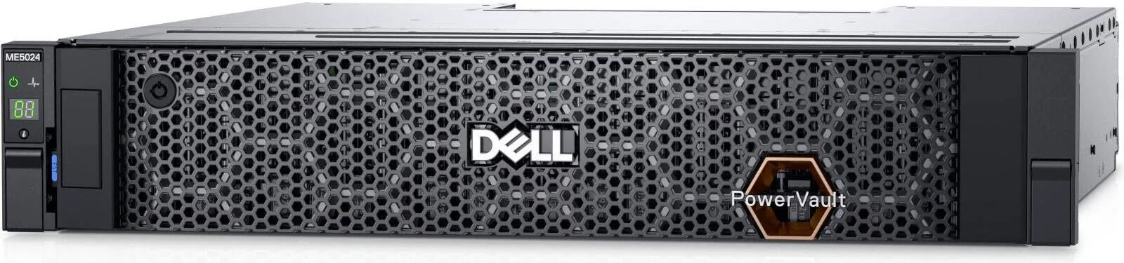 آرایه ذخیره سازی Dell PowerVault ME5024، ریل های رک 2U، کنترلر دوگانه 8 پورت 10Gb iSCSI Base-T، 53.76 ترابایت (7x 7.68 ترابایت) SAS SSD، منبع تغذیه 580W افزونه | PV-ME5024