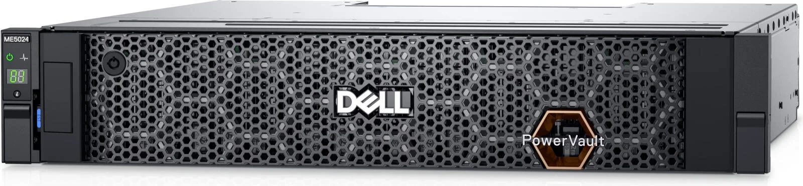 آرایه ذخیره سازی Dell PowerVault ME5024، ریل های رک 2U، کنترلر دوگانه 8 پورت 32 گیگابایتی FC Type-B، هارد دیسک 28.8 ترابایتی SAS، 8x SFP، FC16، اپتیک و کابل 16 گیگابایتی، منبع تغذیه 580 واتی | PV-ME5024