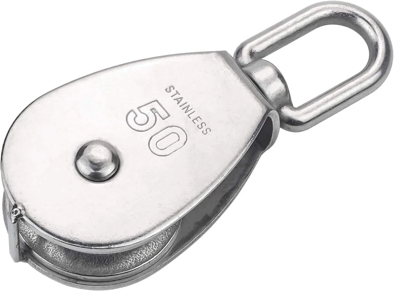 تک قرقره، 1 عدد بلوک قرقره گردان 50 میلی متری ساخته شده از فولاد ضد زنگ 304، قلاب گردان جرثقیل M 50، قرقره سیم آویز بلوک قرقره گردان با ظرفیت بار 400 کیلوگرم برای طناب یا سیم