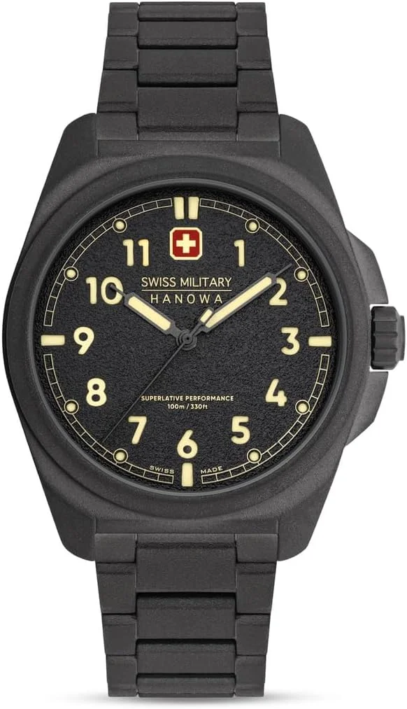 ساعت مردانه سوییس میلتری هانووا مدل Fieldmaster با بند چرمی یا فلزی و شیشه سافایر