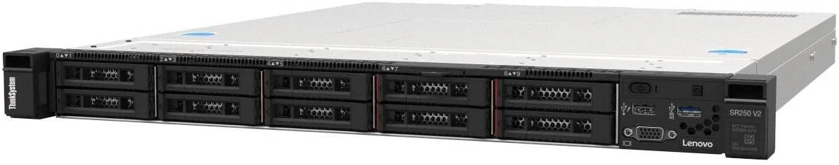 Lenovo ThinkSystem SR250 V2 1U Rack Server, Intel Xeon E-2378 Processor, 32GB TruDDR4 3200MHz RAM, 8x 2.5" SAS/SATA Drive Bays, RAID 5350-8i PCIe 12Gb Adapter, (1+0) 450W Power Supply | 7D7QA016EA