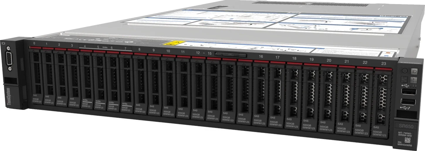 Lenovo SR650 Xeon Gold 6226R Rack Server (16C 2.9GHz 22MB Cache/150W) 32GB 2933MHz (1x32GB, 2Rx4 RDIMM), No Backplane, No RAID, 1x750W, XCC Enterprise, Tooless Rails | 7X06A0K7EA