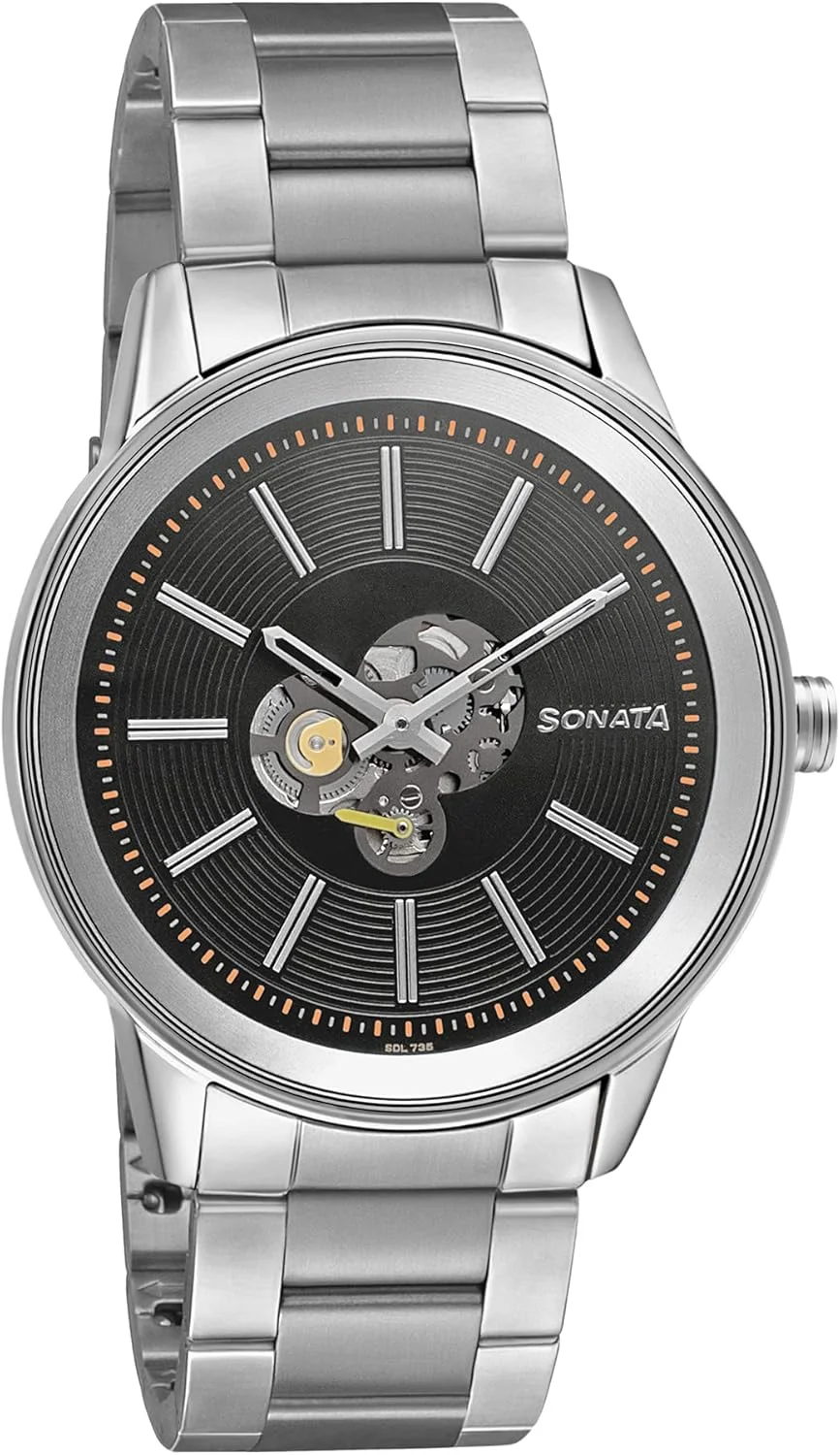 ساعت مچی عقربه ای مردانه سوناتا با صفحه مشکی - NR7133SM01