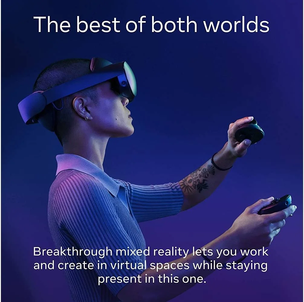 سیستم Meta Oculus Quest Pro، نمایشگر پیشرفته واقعیت مجازی LCD، حافظه 256 گیگابایتی، رم 12 گیگابایتی، 10 حسگر پیشرفته VR/MR، پردازنده Snapdragon 662، عمر باتری کنترلر 8 ساعته، دامنه حرکتی 360 درجه، مشکی