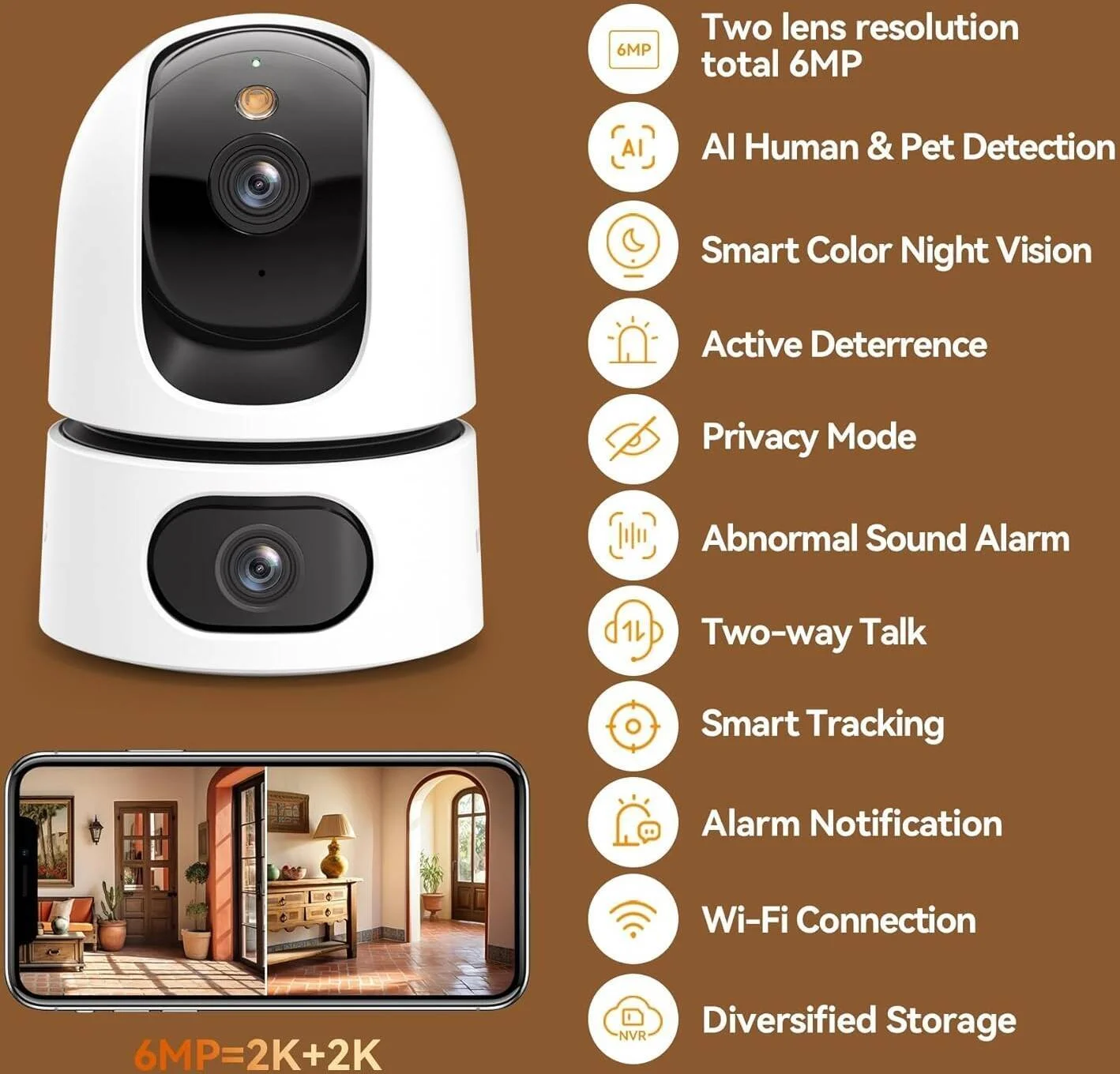 دوربین امنیتی دوگانه 5 مگاپیکسلی Imou Ranger برای خانه، دوربین نظارت کودک HD 2K، دوربین حیوانات خانگی، WIFI دو لنز، دوربین مداربسته خانگی PTZ با زاویه دید 355 درجه با صدای دو طرفه، تشخیص انسان | IPC-S2XP-10M0WED دوربین امنیتی دوگانه 5 مگاپیکسلی Imou Ranger برای خانه، دوربین نظارت کودک HD 2K، دوربین حیوانات خانگی، WIFI دو لنز، دوربین مداربسته خانگی PTZ با زاویه دید 355 درجه با صدای دو طرفه، تشخیص انسان | IPC-S2XP-10M0WED