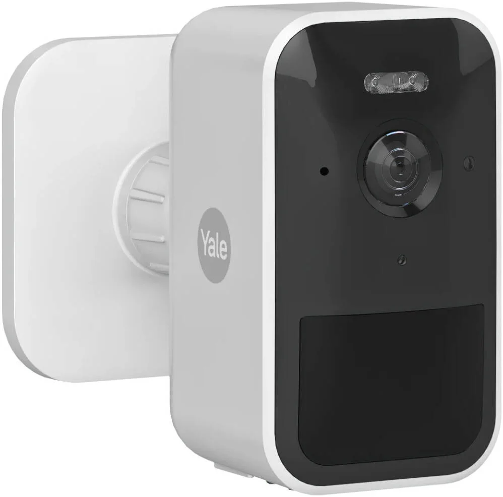 دوربین هوشمند فضای باز Yale، نمایش زنده 1080p Full HD، نورافکن فعال با حرکت، دید در شب، صدای دو طرفه، طراحی مقاوم در برابر آب و هوا، تشخیص افراد، مناطق، کار با برنامه Yale Home، Alexa | SV-OC-1A-W