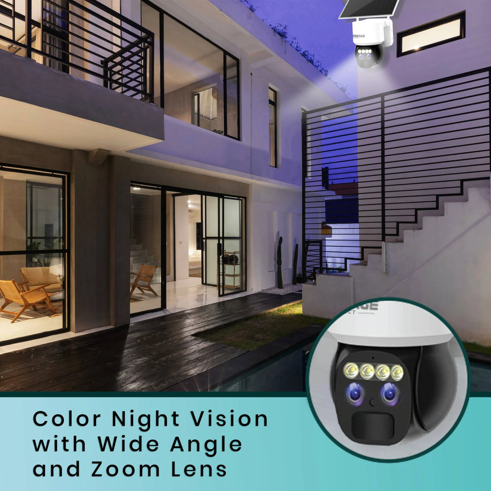 دوربین مداربسته چرخشی 6 مگاپیکسلی 3K مدل Promage Connect PC-S522، زوم 10 برابر، اتصال 4G، دید در شب رنگی تا 15 متر، استاندارد IP65 مناسب فضای باز، باتری 12000 میلی آمپر، کارت TF و فضای ذخیره سازی ابری، سفید | PC-S522 4G