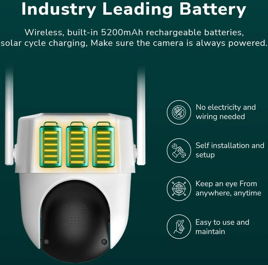 دوربین PTZ وای فای خورشیدی پرومِیج مدل Snap 26T، استاندارد IP65، دید در شب رنگی، وای فای 2.4 گیگاهرتز، صدای دو طرفه، کارت TF تا 256 گیگابایت، پشتیبانی از فضای ابری، باتری 5200 میلی آمپر، سفید | Snap 26T