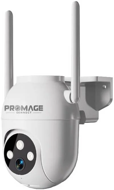 دوربین وای فای PTZ پرومج کانکت PC-0425، رزولوشن 5 مگاپیکسل 3K، استاندارد IP65 مناسب فضای باز، ONVIF، دید در شب رنگی، ردیابی حرکت، وای فای دو بانده، صدای دو طرفه، ذخیره سازی ابری/TF، سفید | PC-0425