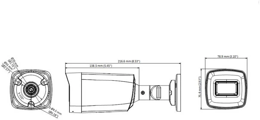 دوربین بولت ثابت 2 مگاپیکسلی هایک ویژن، لنز ثابت 3.6 میلی متری، WDR دیجیتال، فاصله IR تا 80 متر برای تصویربرداری روشن در شب، 4 سیگنال قابل تعویض، محافظت IP67، سفید | DS-2CE17D0T-IT5F-3.6mm