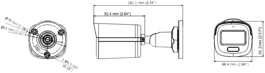دوربین مینی بولت ColorVu صوتی ثابت 3K هایک ویژن، لنز 2.8 میلی‌متری، تصویربرداری رنگی 24/7 با دیافراگم F1.0، صدا از طریق کابل کواکسیال، میکروفون داخلی، نور سفید تا 20 متر، IP67، سفید | DS-2CE10KF0T-PFS(2.8mm)