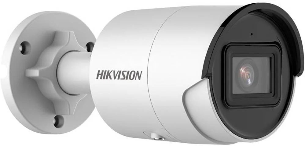 دوربین مداربسته تحت شبکه بالت ثابت 4 مگاپیکسلی AcuSense هایک ویژن، لنز 2.8 میلی متری، فشرده سازی H.265+، برد نور IR تا 40 متر، RJ45 ETH، WDR 120 dB، میکروفون داخلی، مقاوم در برابر آب IP67، سفید | DS-2CD2043G2-I / IU