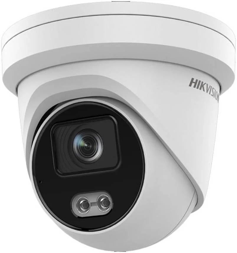 دوربین مداربسته تحت شبکه 4 مگاپیکسلی ColorVu ثابت Hikvision، لنز ثابت 2.8 میلی‌متری، فاصله نوری تا 30 متر، تصویربرداری رنگی 24/7، فشرده‌سازی H.265+، میکروفون داخلی، IP67، سفید | DS-2CD2347G2-LU-2.8mm