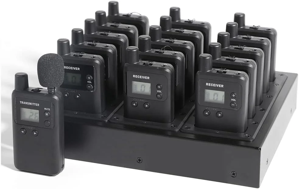 سیستم راهنمای تور بیسیم AGJ، شامل 1 فرستنده، 15 گیرنده و 1 شارژر، سیستم ترجمه همزمان برای دادگاه، کلیسا، سیستم ترجمه برای آموزش، تور کارخانه، آموزش گروهی، کنفرانس سیستم راهنمای تور بیسیم AGJ، شامل 1 فرستنده، 15 گیرنده و 1 شارژر، سیستم ترجمه همزمان برای دادگاه، کلیسا، سیستم ترجمه برای آموزش، تور کارخانه، آموزش گروهی، کنفرانس