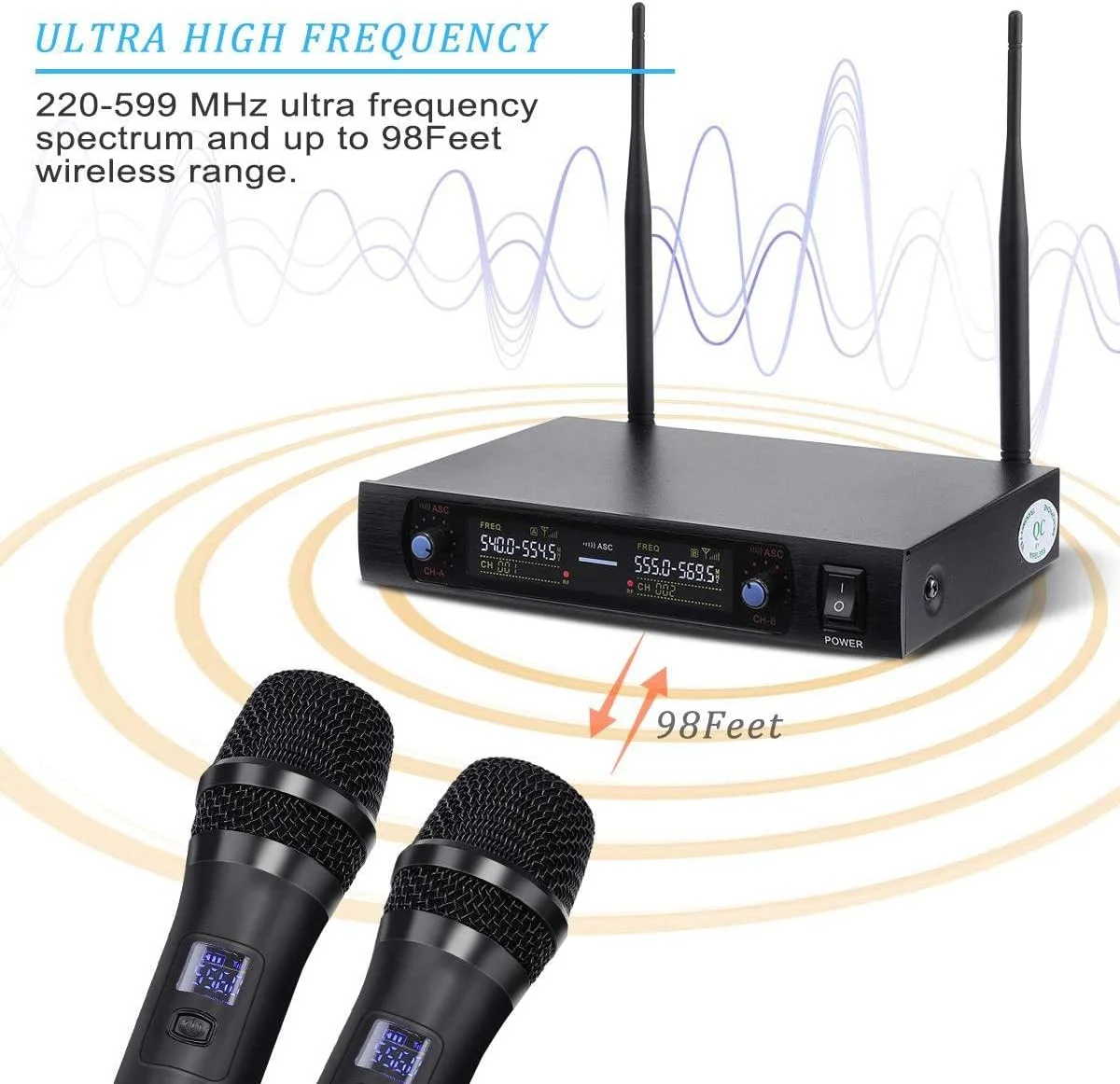 میکروفون بی سیم Arabest، سیستم میکروفون دینامیک دستی دو کاناله فلزی حرفه ای، برای کارائوکه، مهمانی، کلیسا، دی جی، عروسی، جلسه، مجموعه KTV خانگی، رویدادهای فضای باز میکروفون بی سیم Arabest، سیستم میکروفون دینامیک دستی دو کاناله فلزی حرفه ای، برای کارائوکه، مهمانی، کلیسا، دی جی، عروسی، جلسه، مجموعه KTV خانگی، رویدادهای فضای باز