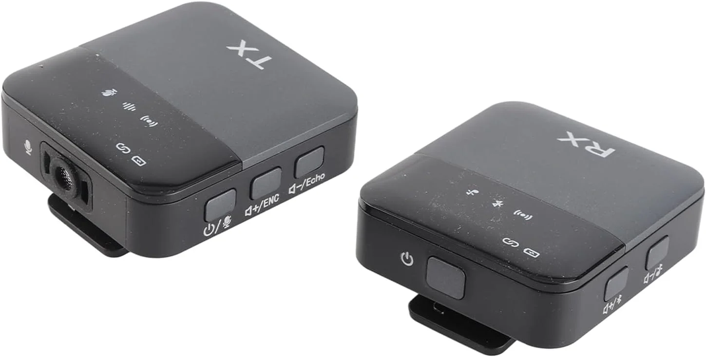 سیستم میکروفون بی‌سیم اومنی‌دایرکشنال Bewinner با 2 فرستنده + گیرنده برای استریمینگ مصاحبه، برد 30-60 متری، برای ضبط ویدیو با گوشی هوشمند دوربین، مشکی (تک-تریگر-تک)