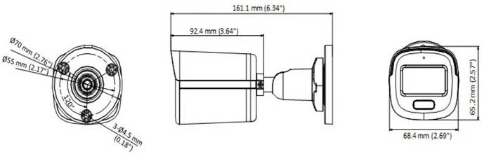 دوربین مینی بولت 2 مگاپیکسلی دید در شب رنگی هایک ویژن با لنز ثابت 2.8 میلی متری، تکنولوژی 3D DNR، برد نور سفید تا 20 متر، 1 پورت برای 4 سیگنال قابل تغییر، سفید | DS-2CE10DF3T-F(2.8mm)