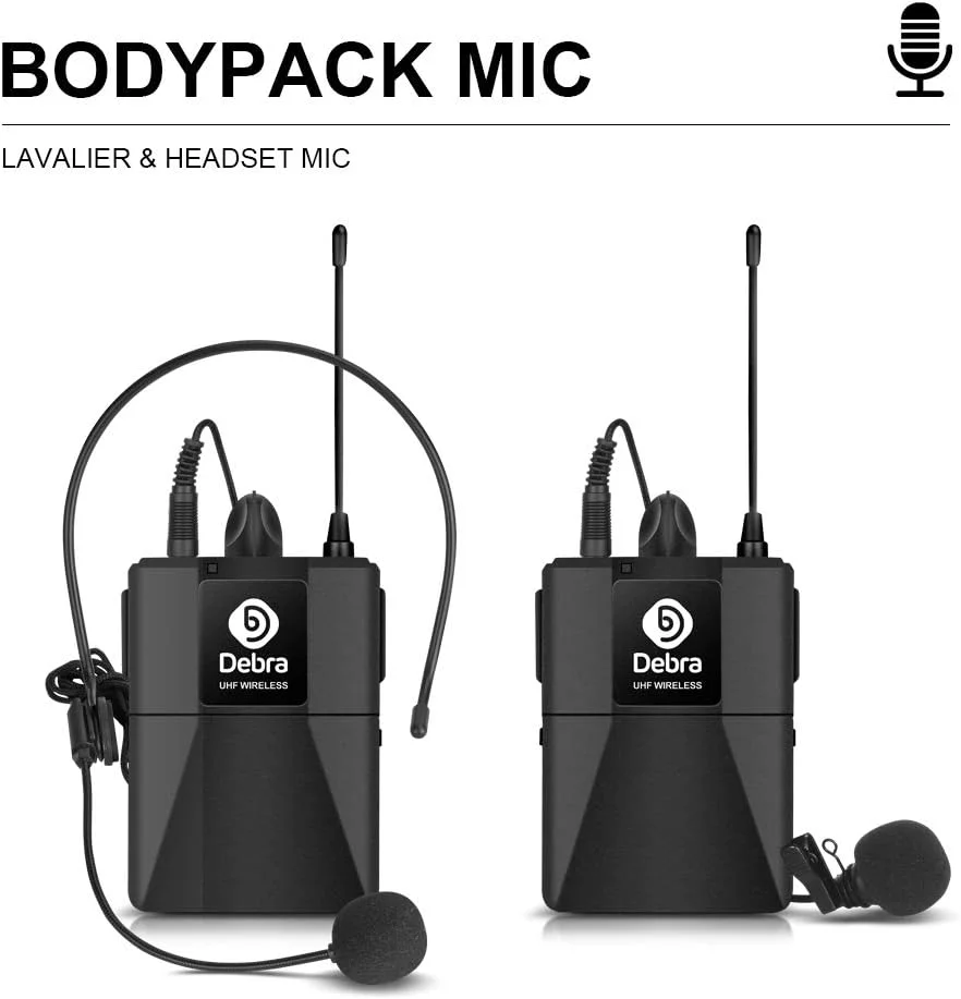 سیستم میکروفون بی سیم 4 کاناله Debra Audio Pro UHF با میکروفون های دستی، یقه ای و هدست بی سیم، گیرنده فلزی ایده آل برای کارائوکه، کلیسا و مهمانی (با 4 Bodypack (B)) سیستم میکروفون بی سیم 4 کاناله Debra Audio Pro UHF با میکروفون های دستی، یقه ای و هدست بی سیم، گیرنده فلزی ایده آل برای کارائوکه، کلیسا و مهمانی (با 4 Bodypack (B))