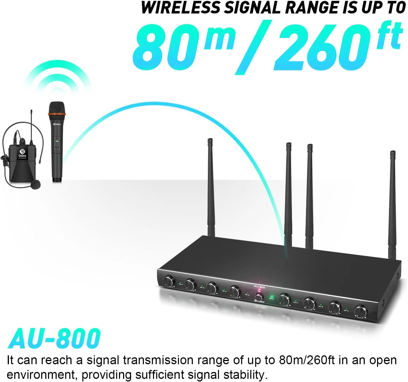 سیستم میکروفون بی سیم 8 کاناله UHF مدل D Debra Audio AU800 Pro با میکروفون های دستی و یقه ای بی سیم، گیرنده فلزی، ایده آل برای مهمانی کلیسا و کارائوکه سیستم میکروفون بی سیم 8 کاناله UHF مدل D Debra Audio AU800 Pro با میکروفون های دستی و یقه ای بی سیم، گیرنده فلزی، ایده آل برای مهمانی کلیسا و کارائوکه