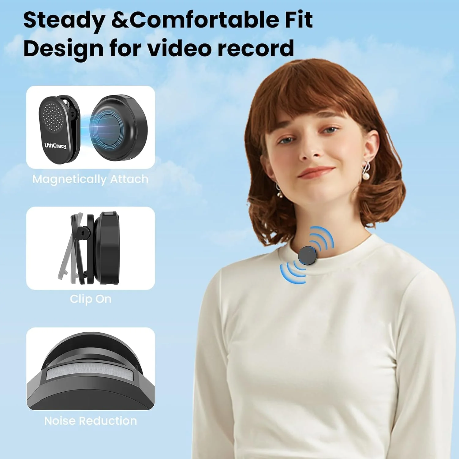 میکروفون یقهای بیسیم Delieu سازگار با آیفون، اندروید، دوربین، کامپیوتر و لپتاپ | دارای پورتهای لایتنینگ و USB-C | برد 300 متر | حذف نویز | باتری 40 ساعته | مناسب برای ضبط و استریم میکروفون یقهای بیسیم Delieu سازگار با آیفون، اندروید، دوربین، کامپیوتر و لپتاپ | دارای پورتهای لایتنینگ و USB-C | برد 300 متر | حذف نویز | باتری 40 ساعته | مناسب برای ضبط و استریم