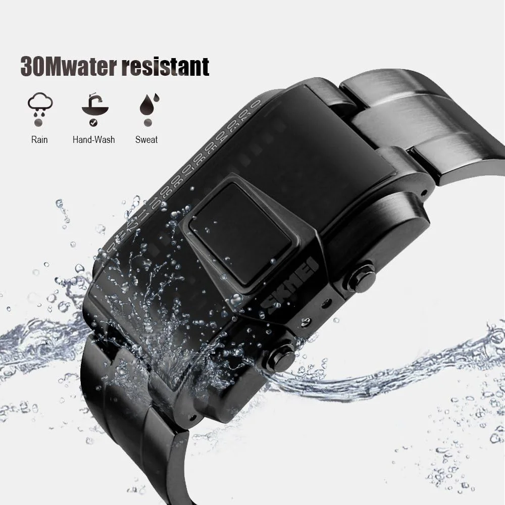 ساعت مچی مردانه SKMEI، موتور کوارتز، کرنوگراف، بند چرمی، ضد آب، صفحه مربعی، آنالوگ، تاریخ دار، ساعت های مد روز تجاری برای مردان، تمام مشکی، 1.9*1.4*0.5 اینچ، کلاسیک