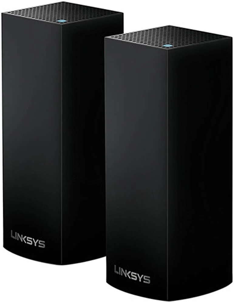 سیستم وای-فای مش تری-باند AC2200 بی‌سیم ولپ از لینکسیس، تا 2134 مگابیت بر ثانیه نرخ انتقال داده، 6x آنتن تقویت‌کننده، 2x پورت شبکه گیگابیتی اترنت، بسته 2 عددی، مشکی | WHW0302B