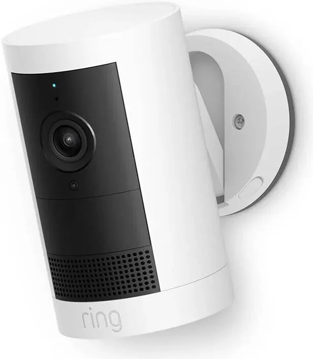 دوربین امنیتی باتری دار 2K پلاس رینگ، دوربین بی سیم فضای باز، ویدیوی 2K با دید رینگ، دید در نور کم، مکالمه دو طرفه، Wi-Fi 6، سفید