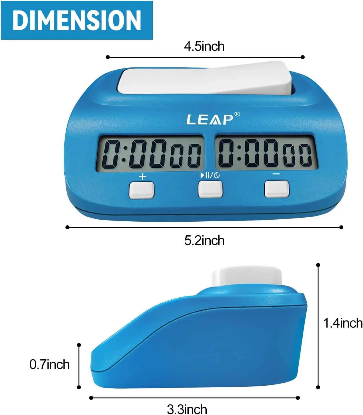 تایمر دیجیتال شطرنج LEAP با قابلیت های اضافه و تاخیر زمانی، مناسب برای بازی شطرنج، I-GO و شطرنج چینی (آبی)