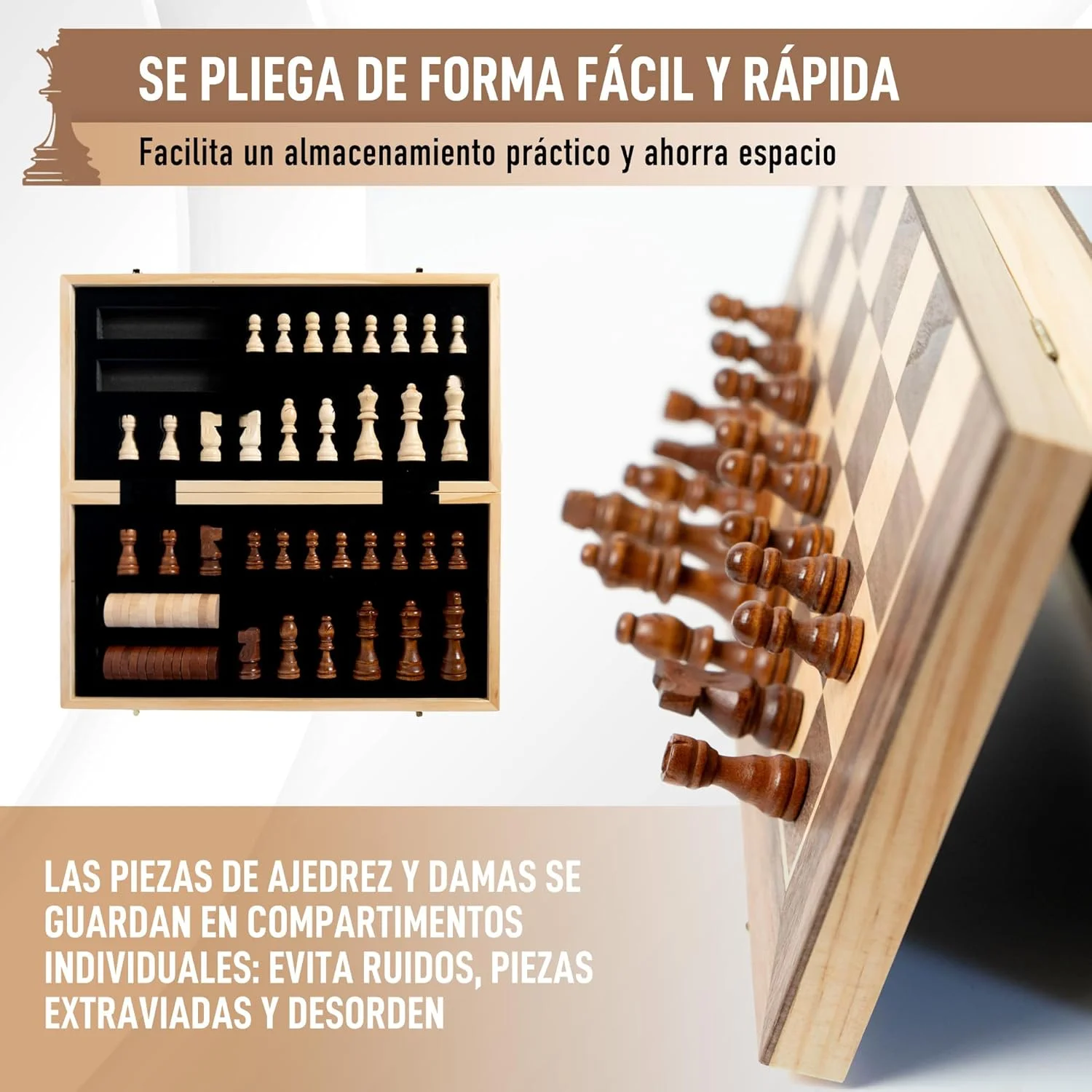 (2 در 1) شطرنج و تخته نرد چوبی تاشو با کیفیت عالی، صفحه شطرنج مغناطیسی 39 در 39 سانتی متر + 2 وزیر اضافی، شطرنج قابل حمل برای کودکان و بزرگسالان، صفحه شطرنج چوبی، صفحه شطرنج حرفه ای