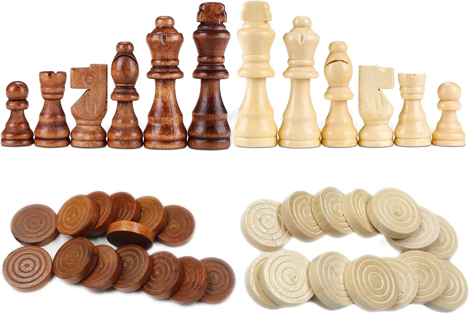 ست بازی چوبی شطرنج و تخته نرد 2 در 1 (2 مدل، 2 رنگ) - ست شطرنج با 32 مهره و تخته نرد با 30 مهره - 15 سال به بالا