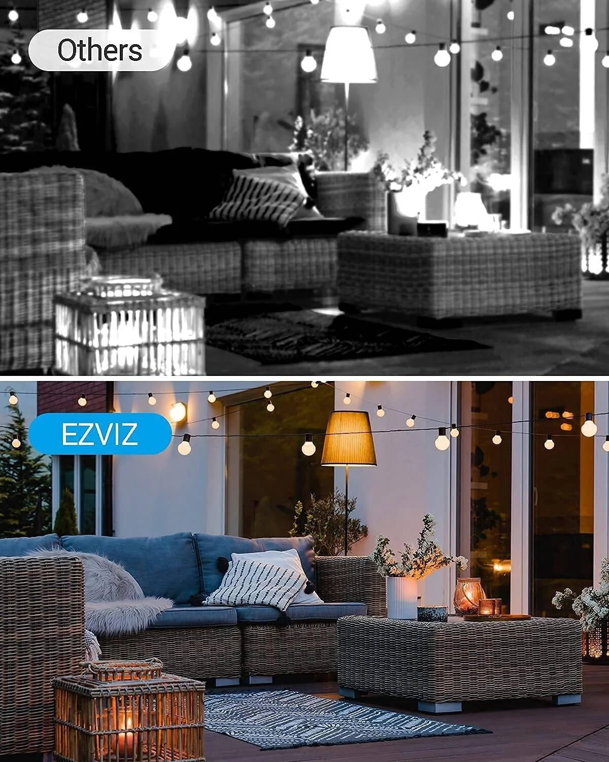 دوربین امنیتی بی‌سیم فضای باز EZVIZ BC1C 2MP KIT، باتری قابل شارژ بزرگ، 32 گیگابایت حافظه محلی رایگان، تشخیص حرکت PIR، مکالمه دو طرفه، دید در شب رنگی، ضد آب، H.265 (BC1C 2MP KIT)