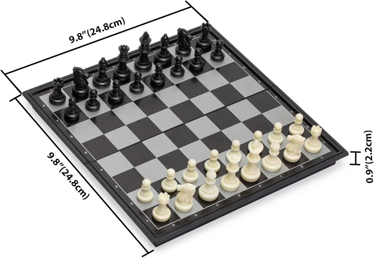 مجموعه بازی شطرنج مغناطیسی قابل حمل Yellow Mountain Imports سایز متوسط (24.8 سانتی متر) - مجموعه شطرنج مسافرتی با صفحه تاشو و مهره های شطرنج با زیره نمدی