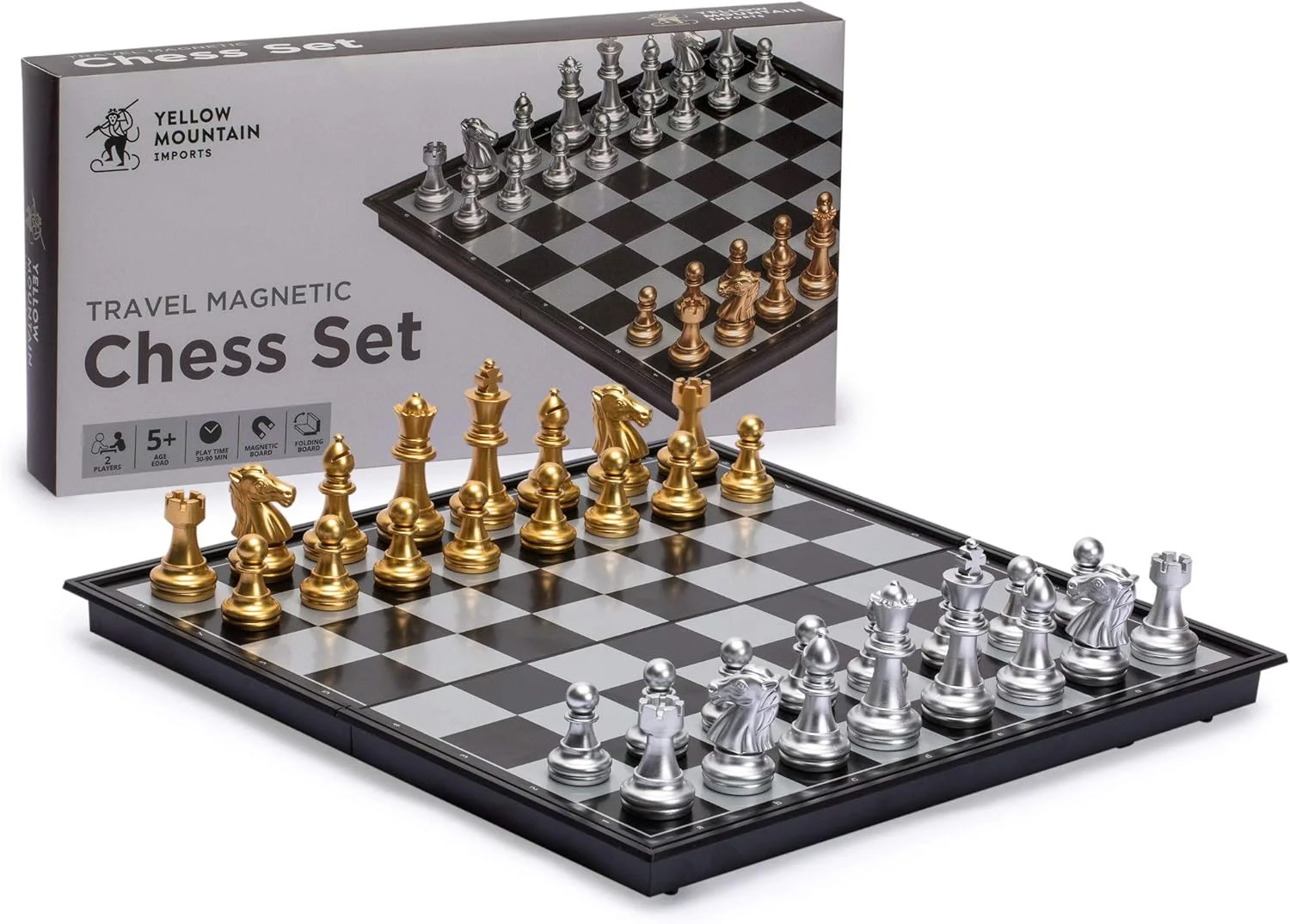 صفحه شطرنج مغناطیسی مسافرتی متوسط Yellow Mountain Imports (31.5 سانتی متر) - تاشو، بازی رومیزی قابل حمل