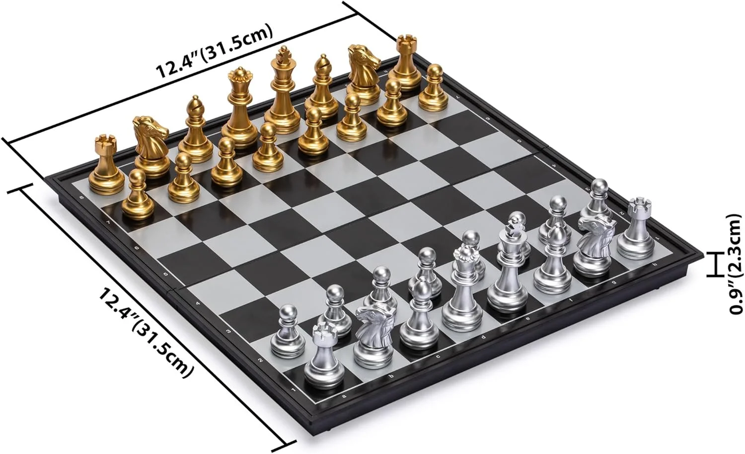 صفحه شطرنج مغناطیسی مسافرتی متوسط Yellow Mountain Imports (31.5 سانتی متر) - تاشو، بازی رومیزی قابل حمل