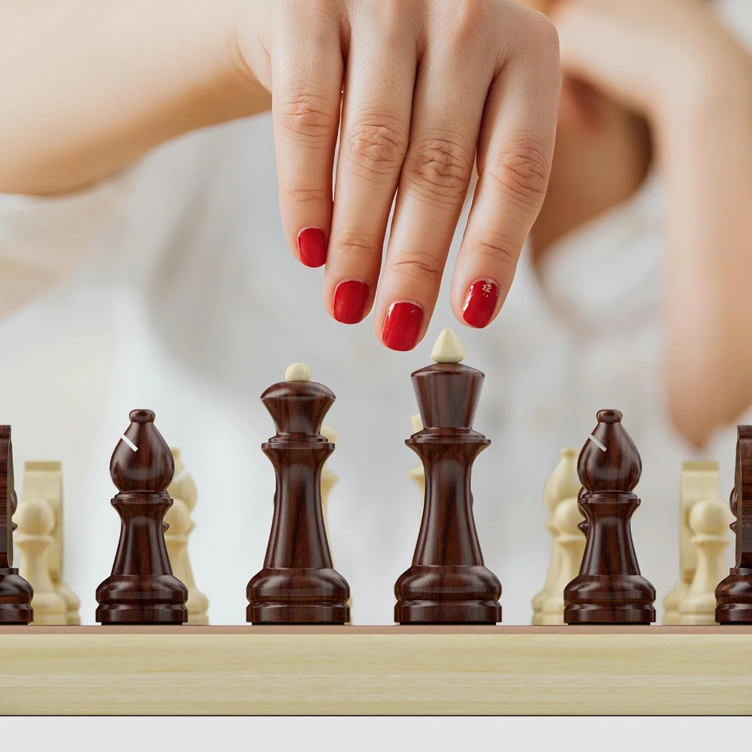 ست شطرنج و تخته نرد تاشو چوبی 38 سانتی متری - بازی تخته ای 2 در 1 با مهره های استانتون شاه 7.6 سانتی متری و 2 مهره اضافی