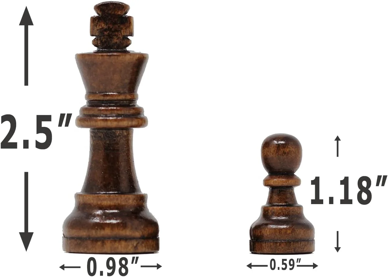مهره های شطرنج چوبی استاونتون داوینچی (32 مهره) و کیف نگهداری ... (شاه 2.5 اینچی)