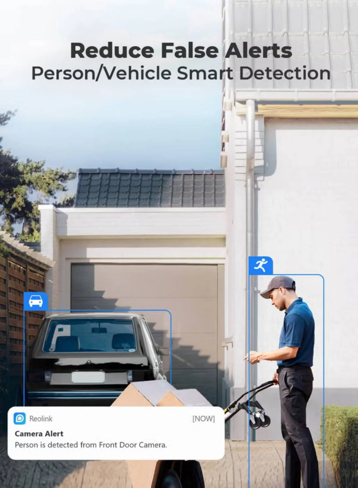دوربین امنیتی سلولی بی سیم فضای باز Reolink، 4 مگاپیکسل، 4G LTE بدون نیاز به WiFi، 2K HD با تشخیص هوشمند شخص/وسیله نقلیه و پخش، دارای باتری قابل شارژ، Time Lapse، مکالمه دو طرفه | Go Plus