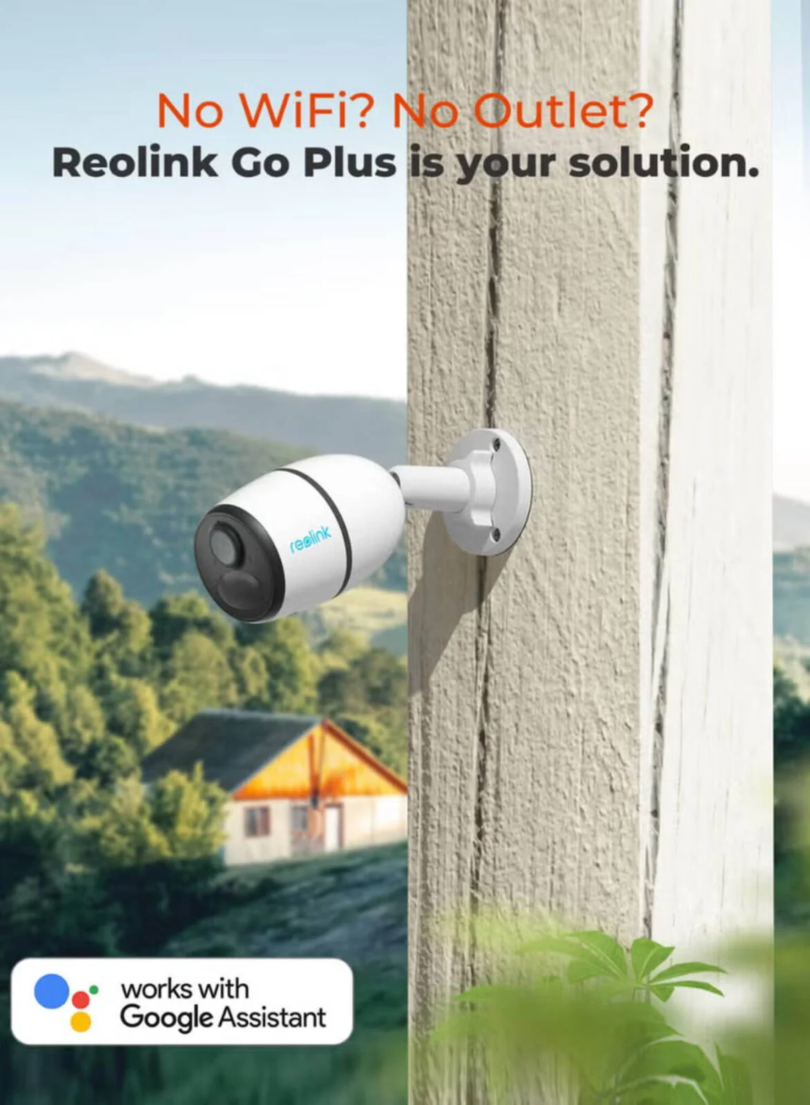 دوربین امنیتی سلولی بی سیم فضای باز Reolink، 4 مگاپیکسل، 4G LTE بدون نیاز به WiFi، 2K HD با تشخیص هوشمند شخص/وسیله نقلیه و پخش، دارای باتری قابل شارژ، Time Lapse، مکالمه دو طرفه | Go Plus