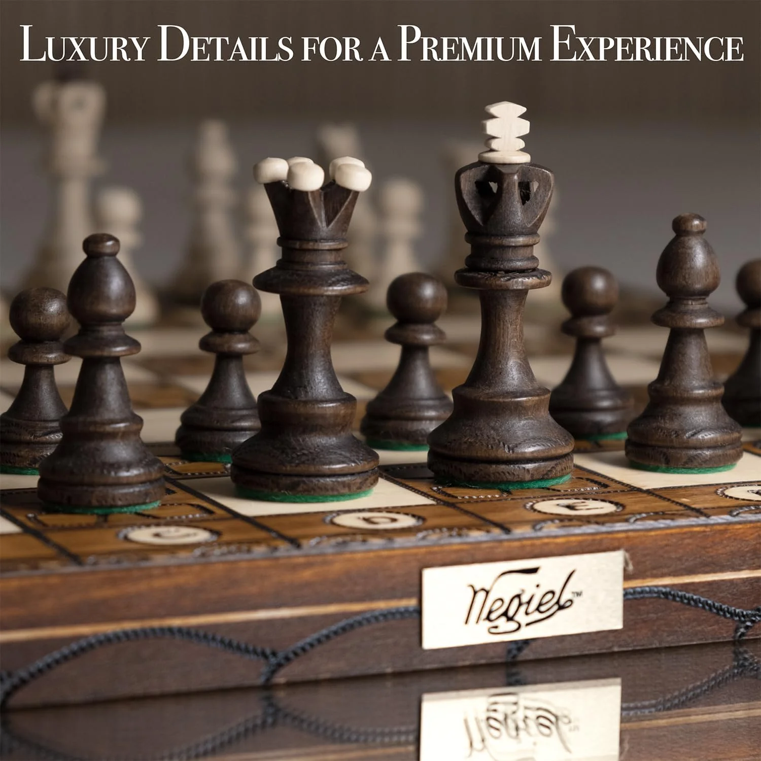 صفحه شطرنج بین المللی اروپایی دست ساز Wegiel Junior - صفحه شطرنج چوبی لوکس 16 اینچی برای بزرگسالان و کودکان، چوب راش و توس ممتاز - طراحی تاشو منحصر به فرد با محل نگهداری
