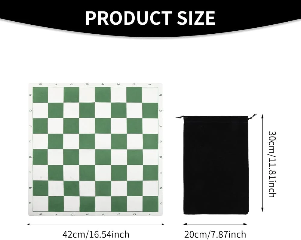 مجموعه شطرنج و چکرز قابل حمل Tookie، صفحه شطرنج مسابقات 42 سانتی متری با کیف شطرنج و نگهداری، صفحه شطرنج رولی چرمی PU برای مسافرت (سایز: 42 سانتی متر)