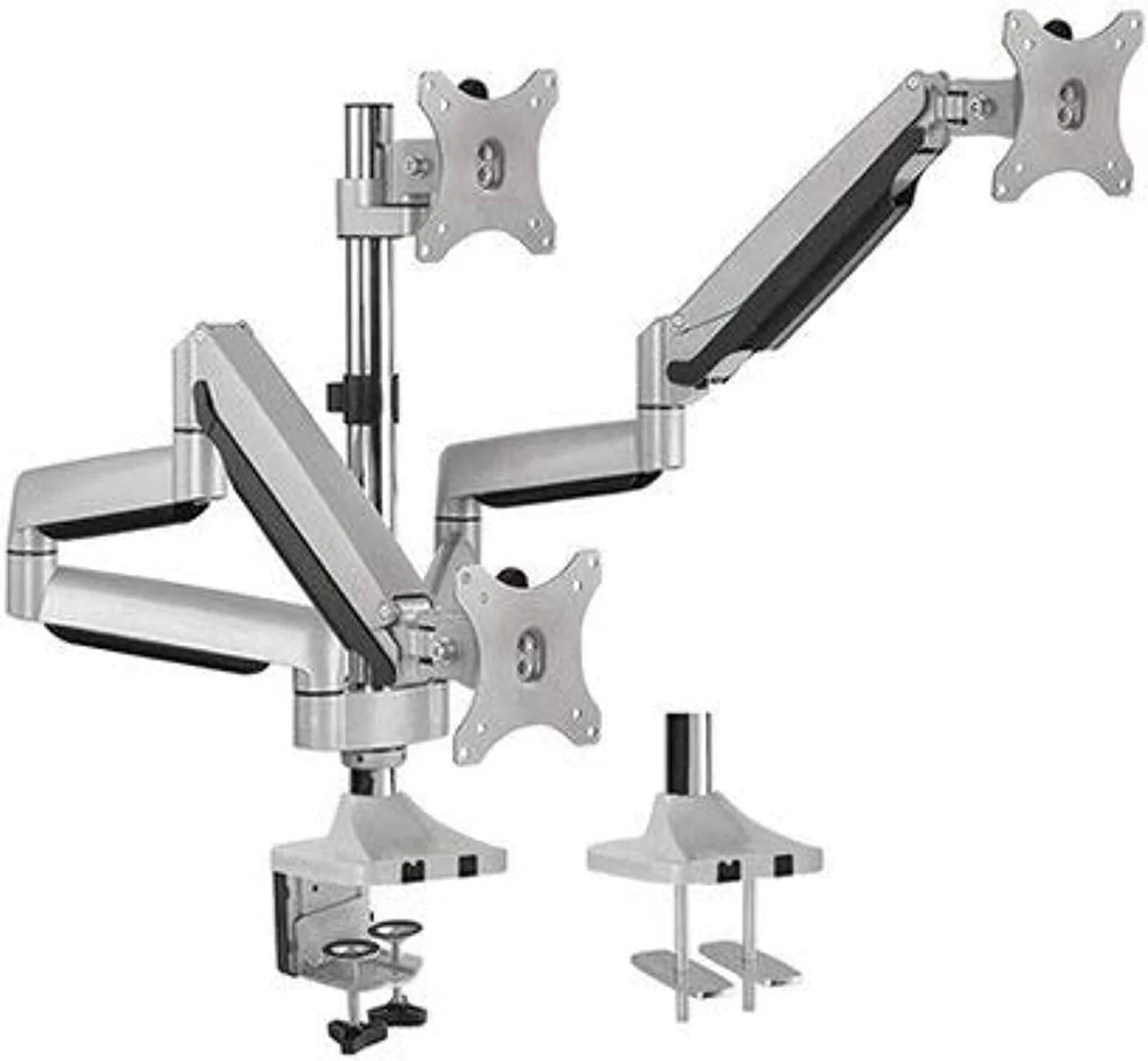 بازوی نگهدارنده سه گانه مانیتور LCD Skill Tech با قابلیت تنظیم ارتفاع، پایه رومیزی مانیتور LCD، پایه کاملا قابل تنظیم مناسب برای 3 صفحه نمایش تا 27 اینچ، مدل SH 100 C036، خاکستری فضایی