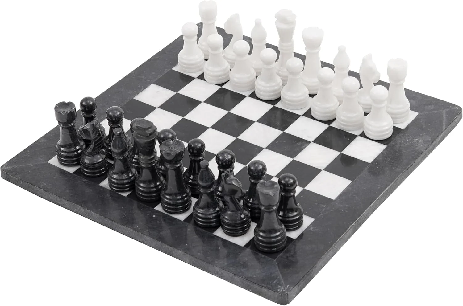 صفحه شطرنج مرمر رادیکال ان، 15 اینچی، دست ساز، سیاه و سفید، بازی تخته ای کلاسیک، بازی تخته ای خانوادگی برای بزرگسالان، صفحه شطرنج مرمر لوکس و مهره های شطرنج برای هدیه