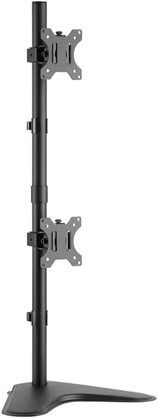 پایه رومیزی دو مانیتوره عمودی Skill Tech SH 120T02V، روکش مشکی مات ممتاز، حداکثر ظرفیت 8 کیلوگرم برای هر صفحه نمایش، حداکثر VESA 100x100