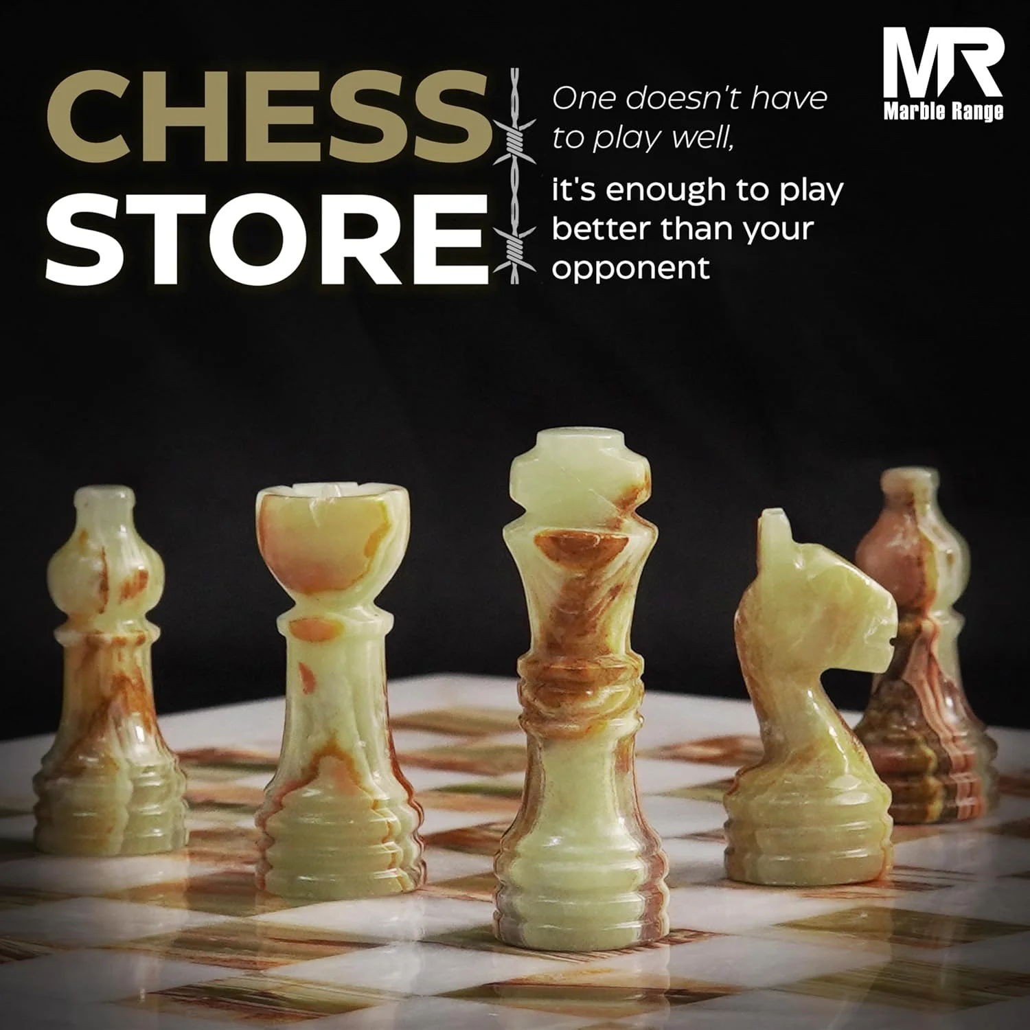 صفحه شطرنج مرمر برای بزرگسالان، 25 سانتیمتری، دست ساز، صفحه بازی اونیکس سفید و سبز با 32 مهره شطرنج، 2 وزیر اضافی و جعبه نگهداری، بازی مسافرتی لوکس، هدیه ای شیک برای دکوراسیون منزل