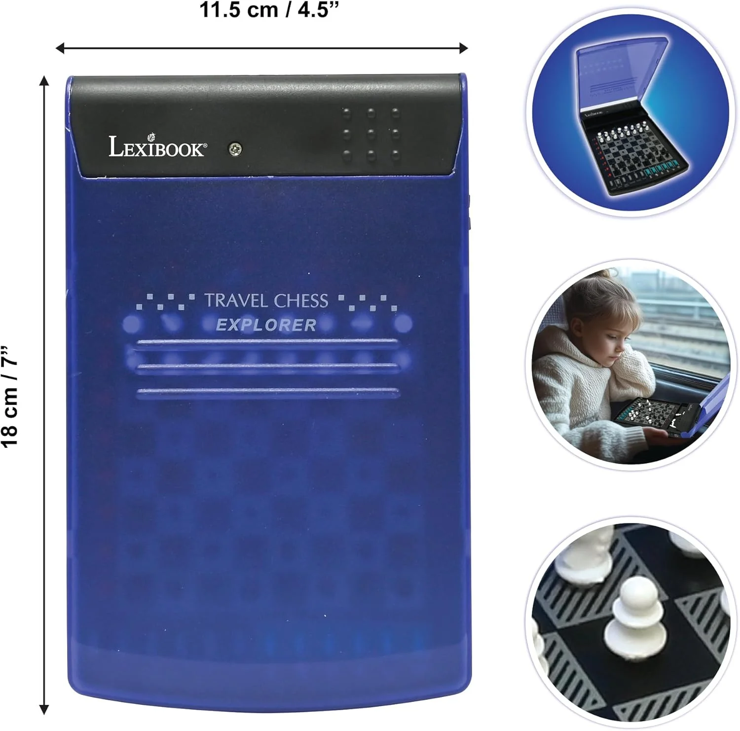 ست شطرنج مسافرتی الکترونیکی Lexibook، ۳۲ قطعه، ۶۴ سطح دشواری، ۱ تا ۲ بازیکن، بازی استراتژیک، بازی تخته ای خانوادگی، LCG500