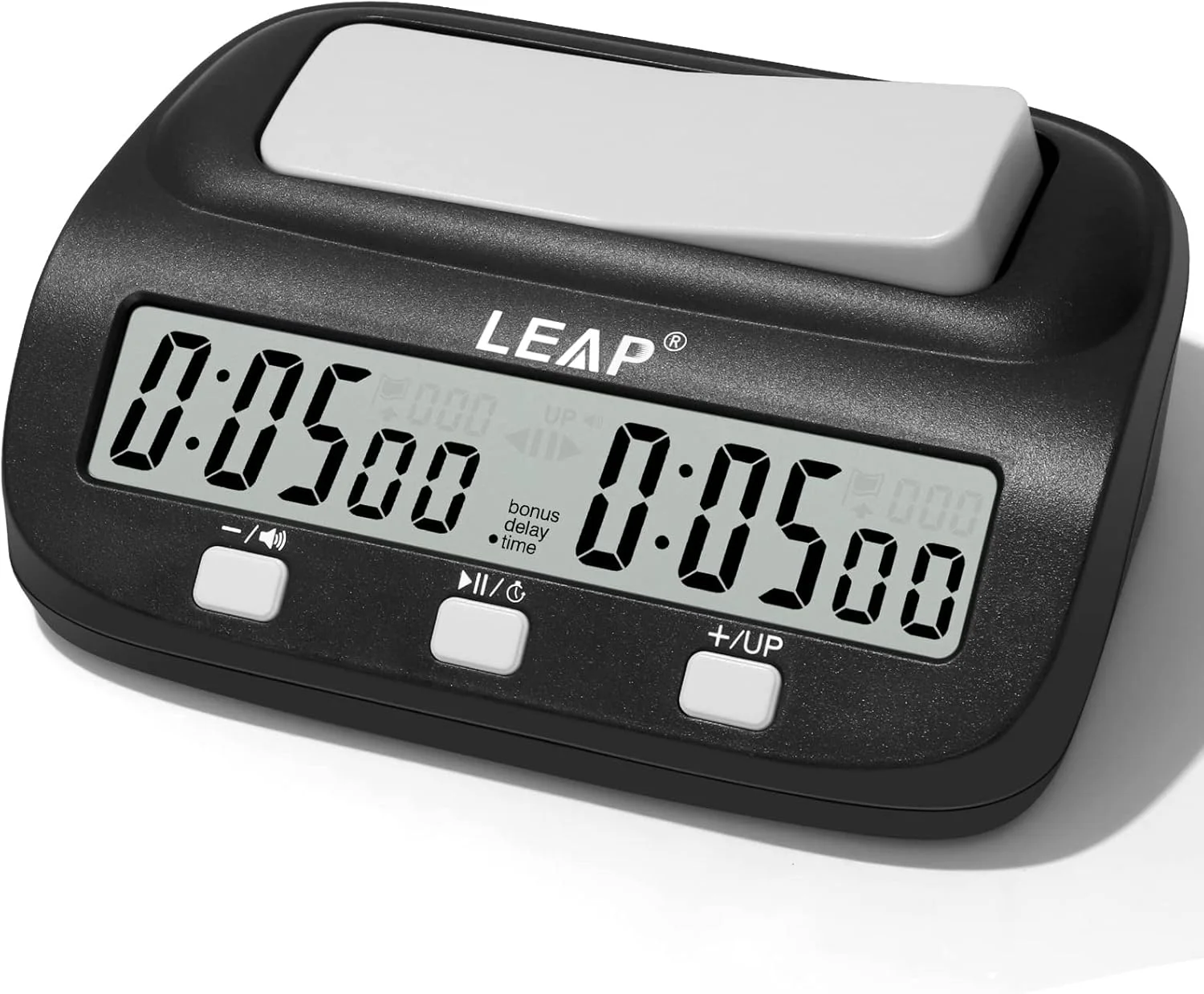 ساعت شطرنج LEAP، تایمر دیجیتال ارتقا یافته با عملکرد شمارش معکوس تاخیر و جایزه برای شطرنج و بازی های تخته ای 2 نفره - مشکی