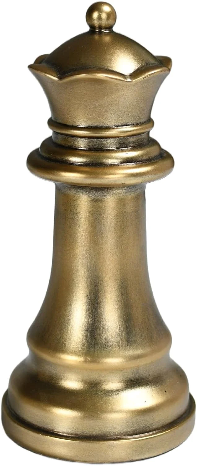 مجسمه مهره شطرنج ملکه، دکوری شطرنج رزینی برای قفسه کتاب، دفتر کار، اتاق نشیمن، حمام، اتاق خواب، روی میز، دکوراسیون منزل، مجسمه شطرنج ملکه