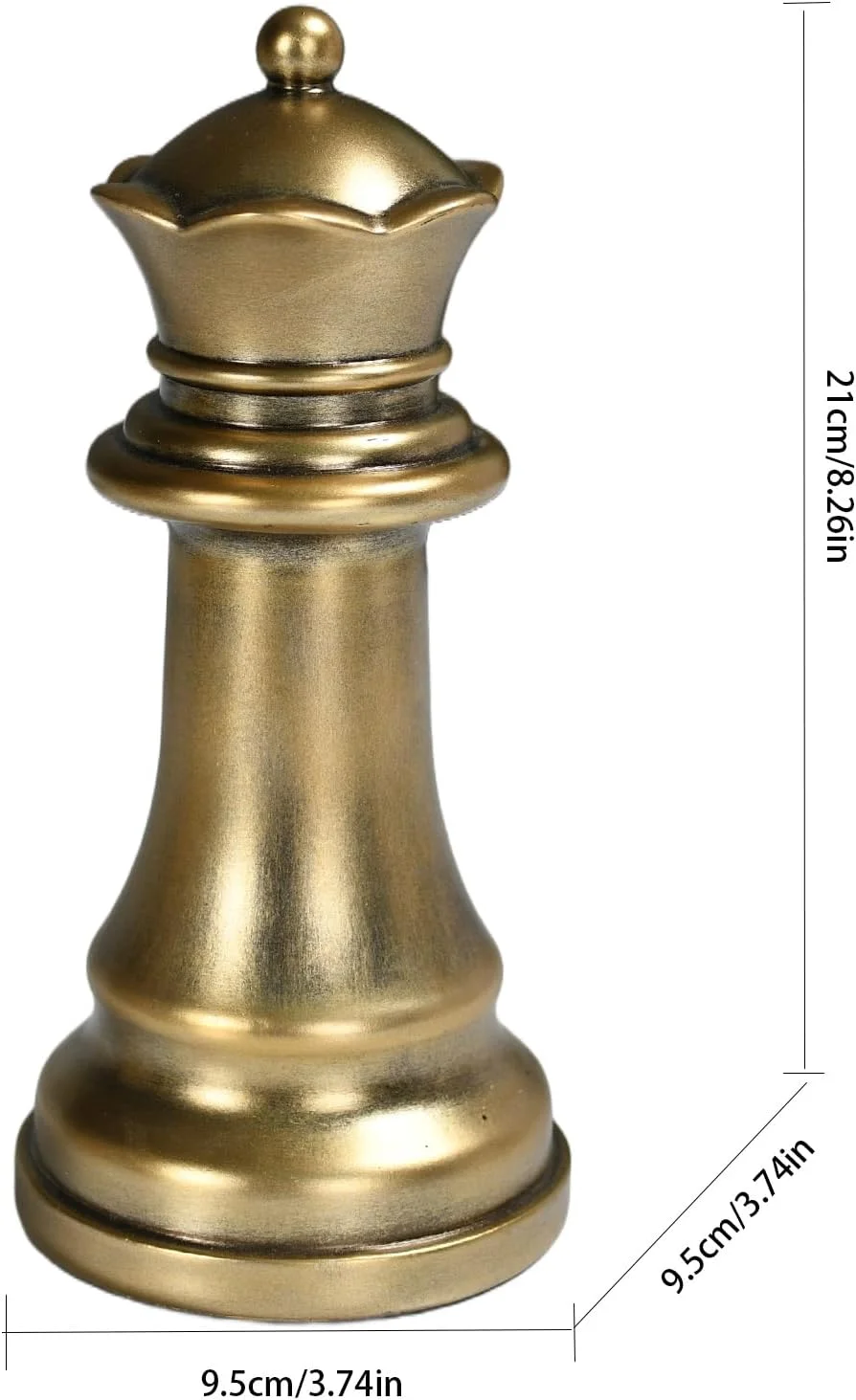 مجسمه مهره شطرنج ملکه، دکوری شطرنج رزینی برای قفسه کتاب، دفتر کار، اتاق نشیمن، حمام، اتاق خواب، روی میز، دکوراسیون منزل، مجسمه شطرنج ملکه