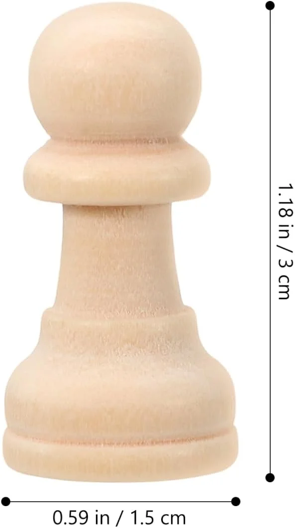 ۵۰ عدد مهره شطرنج چوبی رنگ نشده کالوری، مناسب برای بازی های تخته ای، رنگ آمیزی شخصی، ست های شطرنج خام، صنایع دستی و هنری DIY، عروسک های چوبی گیره ای ناتمام