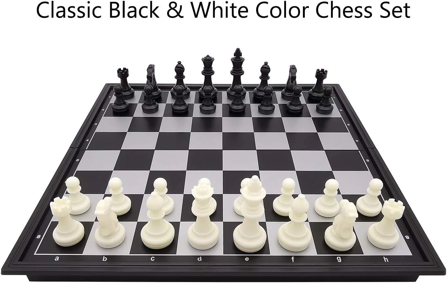 صفحه شطرنج مسافرتی تاشو با ابعاد 32 سانتی متر، دارای آهنربا و محل نگهداری مهره ها - رنگ سیاه و سفید